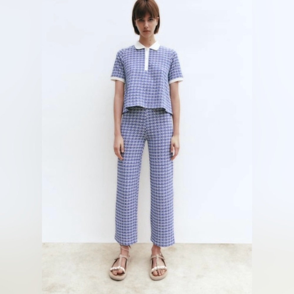 ZARA Retro Geometric Patterned Pants S